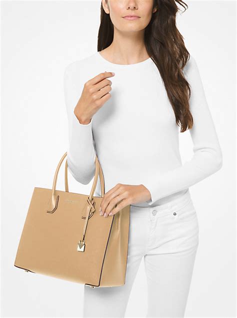 michael kors mercer large saffiano leather tote bag|michael kors large leather tote.